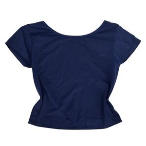 Free People Intimately Seamless Cap Sleeve Crop Cami Top Navy Blue M/L OB401569‎